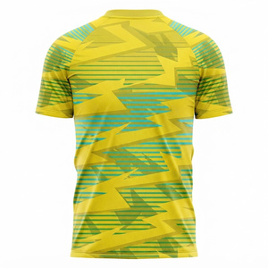 Maillot de football jaune à imprimé géométrique pour homme, manches courtes, col rond, 100 % polyester, anti-humidité, coupe ajustée, vêtement d'été - Product Image 3