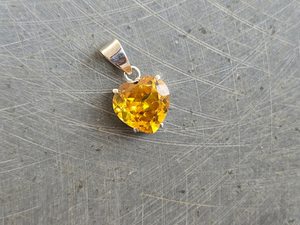 Pendentif en citrine vintage plaqué or, pierre précieuse jaune, argent sterling 925, bijoux élégants faits à la main, cadeau pour femmes - Product Image 5