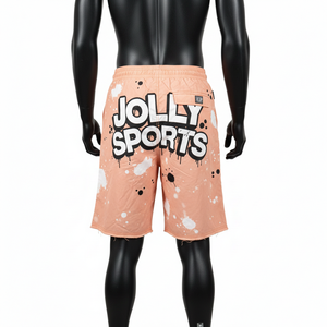 Shorts de Mujer Premium de Nailon y Spandex de 210 GSM, Color Coral Melocotón, Detalle Desgastado, Suaves, de Secado Rápido, con Logotipo Personalizado Serigrafiado - Product Image 2