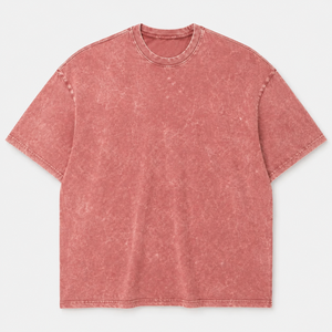 T-shirt en coton tie-dye surdimensionné pour homme, manches courtes, col rond, jersey tricoté décontracté, couleur rouge, avec broderie personnalisée – Vente en gros - Product Image 1