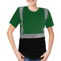 Camiseta de Trabajo de Alta Visibilidad para Hombre, Verde y Negra, con Franjas Reflectantes y Bolsillo, Uniforme de Seguridad de Poliéster