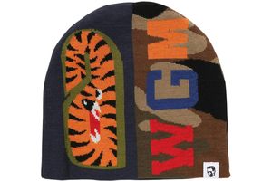 Gorro de esquí unisex con estampado de leopardo, cadenas y boca de tiburón bordada, estilo urbano de invierno, ajustable, para las cuatro estaciones, de jersey. - Product Image 4