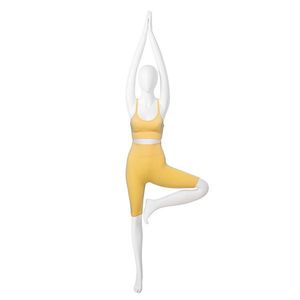 <b>Women's</b> Solid Color Sporty Tank <b>Top</b> Set <b>Yellow</b> Knitted Breathable Yoga Fitness Wear - Product Image 1