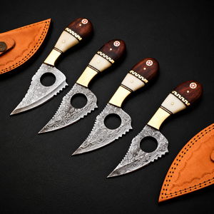 Cuchillo de Caza de Acero de Damasco Hecho a Mano con Mango de Madera, Hoja Fija, Cuchillo para Acampar al Aire Libre, Fabricante OEM Personalizado - Product Image 5