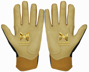 NOVERA INDUSTRIES Factory Price High Quality Customized Colors Leather Baseball Batting <b>Gloves</b> Anti-Slip Hook Loop Closure - Product Image 4