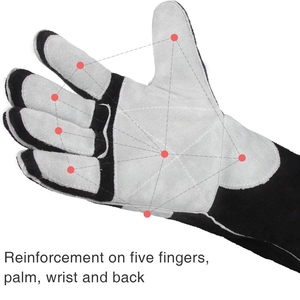 Gants de soudage en cuir de vachette pleine fleur renforcés, résistants aux flammes, pour travaux lourds, lutte contre les incendies et construction - Product Image 3