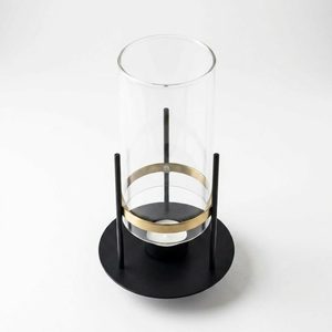 Handmade 28 cm Matte Black Iron Glass Candle Lantern Brass Floating <b>Gap</b> Meridian Float Hurricane for Home Decor Hotel Embossed - Product Image 3