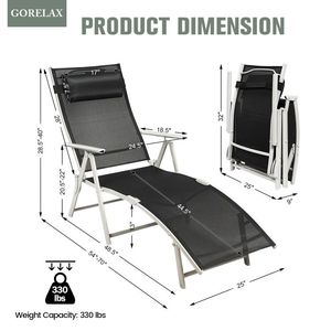 Silla de Playa Plegable Ligera y Ajustable con Almohada para Uso en Exteriores - Product Image 2