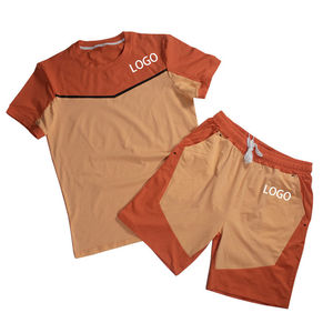 Customized 100% Cotton Terry Summer Men's 2-Piece Sports Casual Short-Sleeved <b>Set</b> - Product Image 2