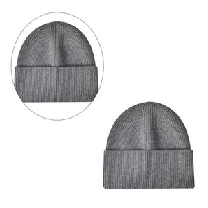Unisex Gray Knitted Beanie Hat Solid Color Casual <b>Winter</b> <b>Cap</b> 100% Acrylic Cuffed Design for Adults - Product Image 1