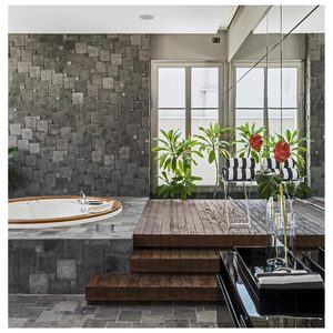 Pierre de lave noire naturelle de qualité supérieure Taille 10x10cm pour murs extérieurs ou piscines Garantie 1 an - Product Image 3