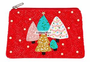 Handmade beaded coin purse <b>Christmas</b> <b>tree</b> <b>mini</b> wallet Red zipper closure purse Cute beaded wallet Fashion coin purse - Product Image 5