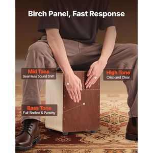 Cajon Acustico Professionale in Legno di Betulla con Rullante, Strumento a Percussione Compatto con Camera in Acero - Product Image 2