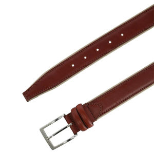 Ceintures de golf pour hommes en cuir véritable et nylon de haute qualité avec logo personnalisé, OEM, couleur cognac avec doublure marron, 35 mm, vente en gros, nouveauté - Product Image 2