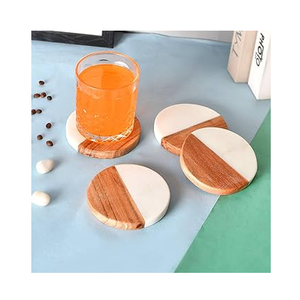 Sous-verres en marbre poli écologiques, durables, lavables, naturels pour fournitures de bureau - Product Image 2