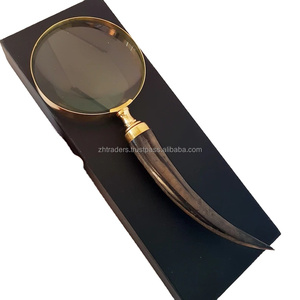 Loupe Corne Poignée Nickel Loupe Corne de Buffle Laiton Loupe à main Corne de Buffle à main - Product Image 1