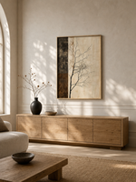Peinture à l'huile sur toile Wabi Sabi, silhouette d'arbre, peinte à la main, marron foncé beige, texture épaisse, décoration intérieure