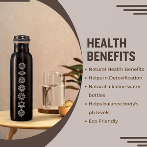 Pure Copper Water <b>Bottle</b> With Chakra Design Bohemian Style Portable Travel Drinkware - Product Image 3
