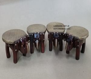 Figurine d'éléphant en bois sculpté artisanal, art populaire, peint à la main, décoration d'intérieur indienne, vente en gros - Product Image 1