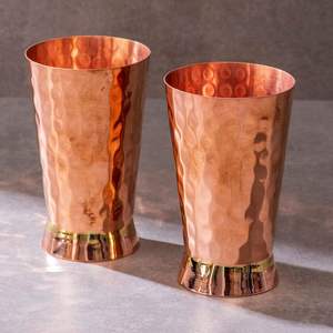 Pure <b>Copper</b> <b>Mug</b> Large Capacity Modern Design with Straw Anniversary Gift Ayurveda Health Benefits Handmade India - Product Image 3