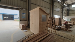 Toilettes de compostage rustiques pour l'extérieur |   Construction en <span class=keywords><strong>bois</strong></span> naturel, toit à pignon |   Abri de jardin compact - Product Image 6