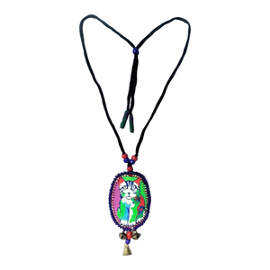 Collar de Estilo Bohemio Hecho a Mano con Borlas, Cuentas de Tela Coloridas, Imitación de Perlas en Forma de Bola, Chapado en Oro, Ecológico - Product Image 6