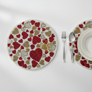 Custom Luxury Satin Fabric Beaded Placemats Handmade Dining <b>Table</b> <b>Mats</b> Wholesale Export Quality for Hotels Restaurants Bulk - Product Image 2