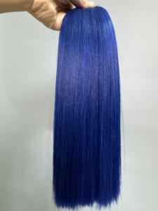 Extensiones de cabello humano Remy vietnamita Color azul Onda natural y onda profunda suelta Trama de cabello Estilo de cabello liso - Product Image 4