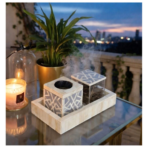 Hot Selling Mabkhara Bone Inlay Burner Mother of Pearl Inlay Bakhoor MOP Tray <b>Set</b> for Home at Low Price Medkhan Burner Medkhan - Product Image 1