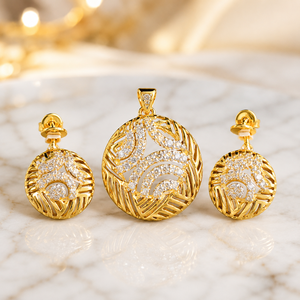 Ensemble de boucles d'oreilles pendantes en forme d'étoile plaquées or 18 carats de qualité supérieure avec pierres de diamant, bijoux de mariage de luxe pour femmes - Product Image 1