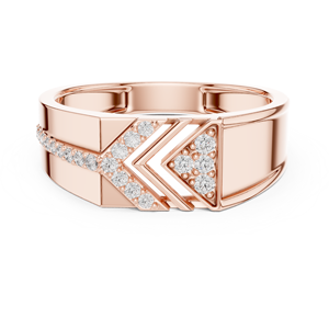 Bague pour homme APEX ARROW en diamant de laboratoire taille ronde, or rose 18 carats plaqué rhodium, certifiée, pour mariage, fiançailles et usage quotidien - Product Image 1