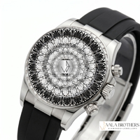 Rolax Herren Edelstahl Chronograph mit Laborgezüchteten Diamanten Sportuhr Antike Lünette Legierungsarmband 39mm Analog Quarz Gemischtes Design