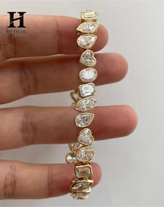 Luxury Mixed Shape Diamond Tennis Bracelet, Bezel <b>Set</b> Multi-Cut Lab Grown Diamond Bracelet in 18K Yellow <b>Gold</b> - Product Image 1