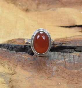 Bague en cornaline, bague en pierre précieuse orange pour femmes, bijoux faits à la main - Product Image 2