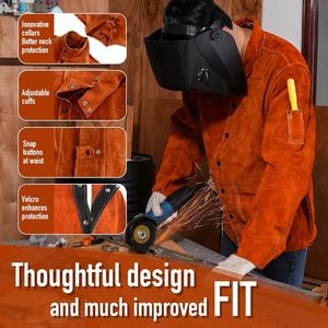 Chaqueta de Soldadura de Poliéster Resistente, Chaqueta de Soldador TIG MIG Resistente a las Llamas, Protección Industrial Contra Chispas de Calor, Antiestática - Product Image 3