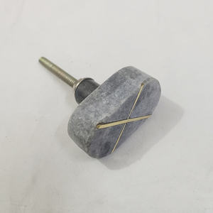 Ensemble de boutons de porte en pierre naturelle hexa rustique avec poignées décoratives en fil de laiton pour cuisine ou salle de bain - Product Image 4