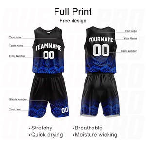 Tenue de basketball réversible personnalisée Rose Royal pour enfants et adultes – Ensemble maillot et short d'équipe personnalisé en gros - Product Image 4