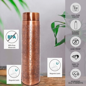 ขวดทองแดงโบราณดีไซน์พิมพ์ลายดอกไม้ขวดทองแดงที่มีสไตล์และสุขภาพดีดื่มน้ำร้อน - Product Image 4