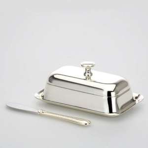 Beurrier en acier inoxydable de qualité supérieure avec couvercle, récipient à beurre rectangulaire classique en métal pour la cuisine et l'hôtellerie - Product Image 1