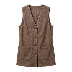 Chaleco vaquero elástico personalizado para mujer, de algodón, marca privada, fábrica mayorista para minoristas estadounidenses - Product Image 3