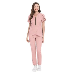 Women's <b>Scrub</b> <b>Top</b> Short Sleeve V-Neck With Pockets Hospital Uniform Woven Cotton Polyester Blend - Product Image 4