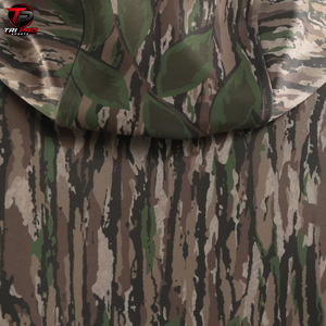 Sweat à capuche de chasse en polaire pour homme, camouflage vert feuilles et écorce de bois, col montant croisé, cordon de serrage réglable - Product Image 4