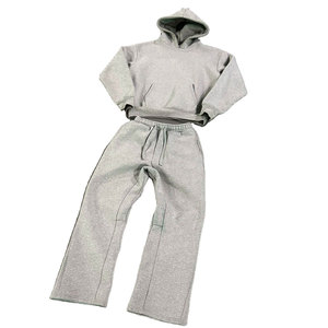 ชุดวอร์มวินเทจแบบสั่งทำพิเศษ เสื้อฮู้ดดี้ทรงหลวมแบบย้อมสีเอซิด และกางเกงวอร์มขากระบอกทรงตรงสำหรับผู้ชาย - Product Image 1