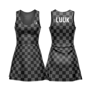 Vestido de Tenis sin Mangas a Cuadros para Mujer LUUK, Cuello Redondo, Secado Rápido, Ajustado, Ropa Deportiva para Todas las Temporadas, Estampado Sublimado - Product Image 1