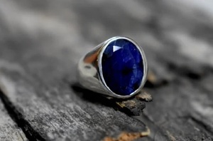 Bague en argent saphir bleu, argent sterling 925, pierre précieuse naturelle, faite à la main, bague pour homme, style classique de luxe pour homme - Product Image 5