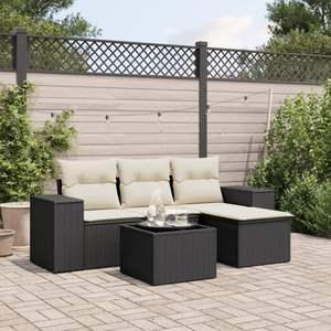 Conjunto de Sofás Modulares de Jardín de Mimbre Sintético Negro, Conjunto de Sofás Modulares de Jardín de Mimbre Sintético Estándar - Product Image 1
