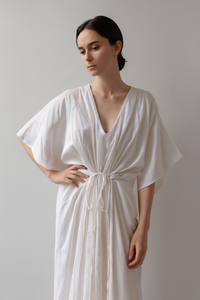 Robe Kaftan pour femmes en coton 100% avec dentelle florale imprimée, longueur genoux, manches 3/4 - Style vintage, coupe ample, douce et respirante - Product Image 4