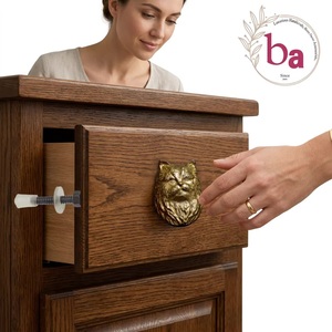 Cast Iron Cat Head Cabinet Knob Drawer Pull Handle for <b>Wardrobe</b> Dresser Kitchen Bedroom Bathroom Living Room Use - Product Image 4