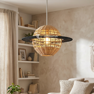 Lámpara Colgante de Ratán Saturno, Lámpara Colgante Tejida con Forma de Planeta, Decoración de Techo Creativa con Temática del Universo para Dormitorio Infantil - Product Image 3
