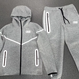 Nouvel ensemble de survêtement décontracté pour homme 2025 – Veste à capuche en molleton technique avec logo personnalisé et pantalon de jogging deux pièces - Product Image 2